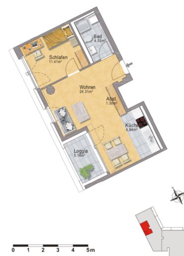 Modern 2-room new-build apartment with loggia and elevator in a great location in Frankfurt-Sachsenhausen