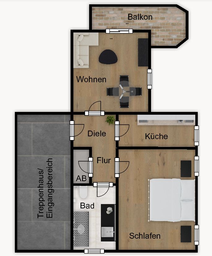Modern 2-Room Apartment with Balcony in Münster