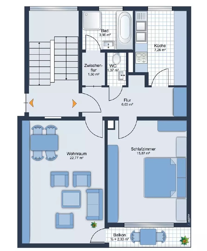 Freshly Renovated 2-Room Apartment with Balcony in Nürnberg